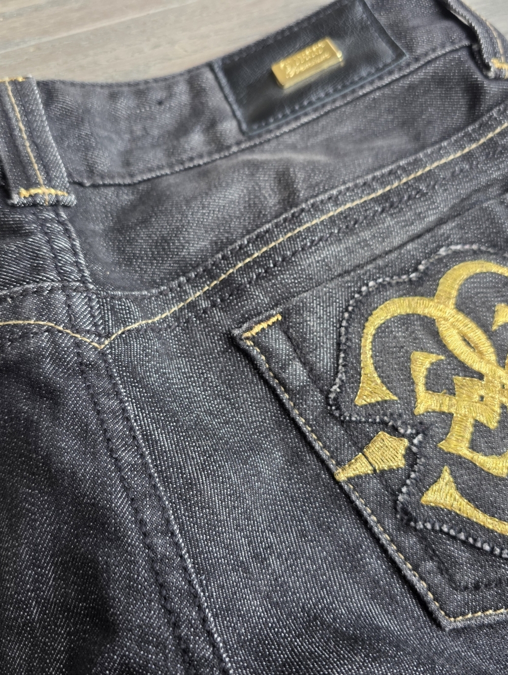Guess Premium Women's Black Bootcut Jeans with Gold Embroidery